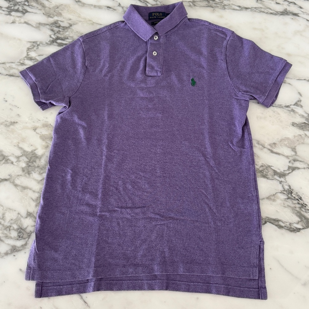 POLO Ralph Lauren Polo Shirt Mens Purple 100% ‎ Cotton, Med, custom fit